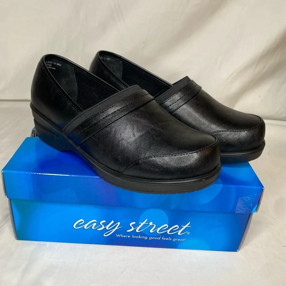 Women Easy Street Black Origin Clogs 10WW - Picture 4 of 10